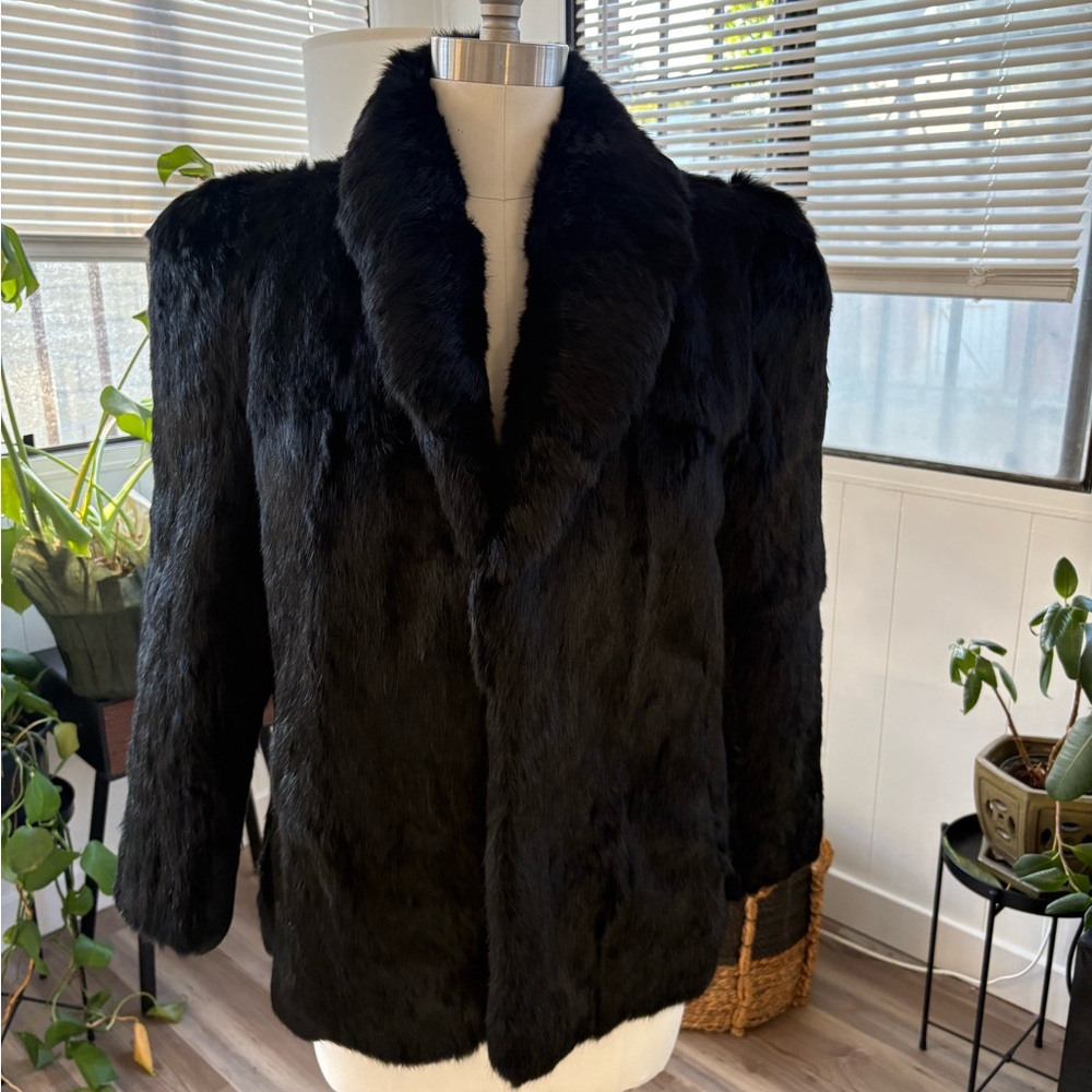 Elegant Black Faux Fur Coat